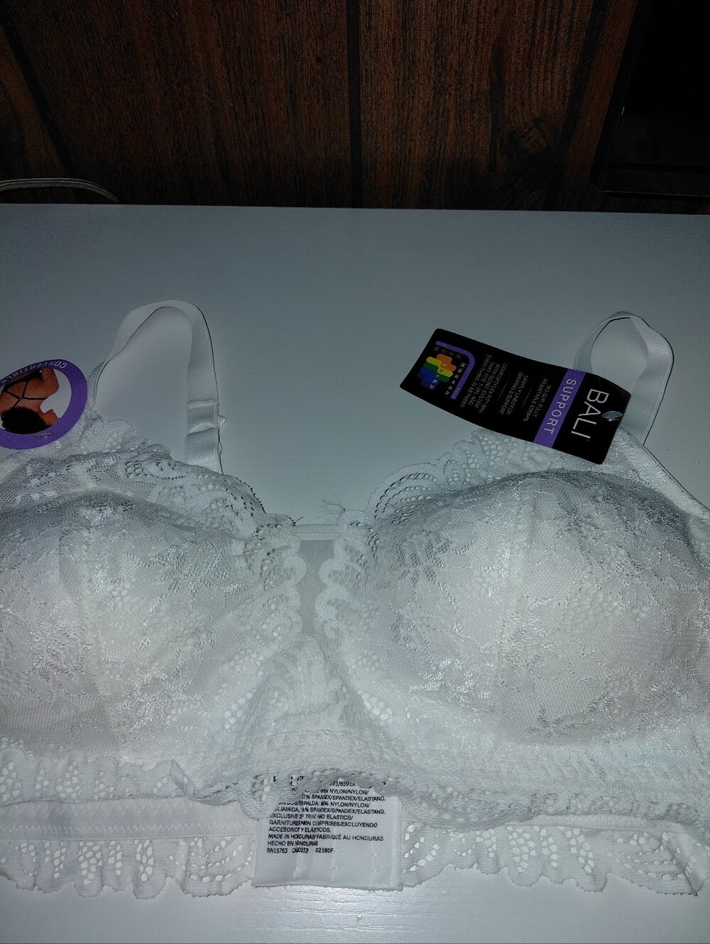 Bali White Lace Support Bra with Scalloped Edge
